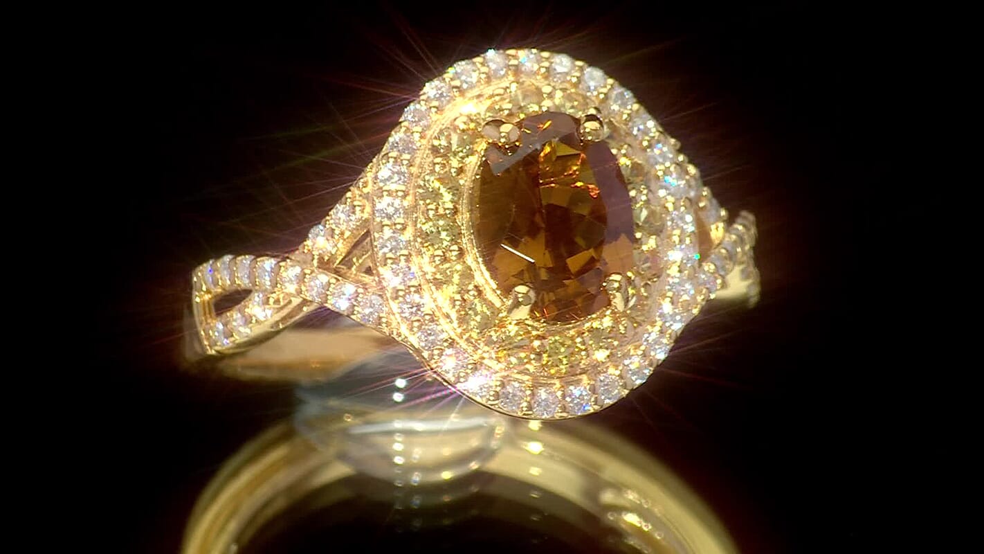 D'Joy Premium Golden Turkizite, Multi Gemstone Ring in 18K Vermeil YG Over Sterling Silver (Size 10.0) 2.20 ctw