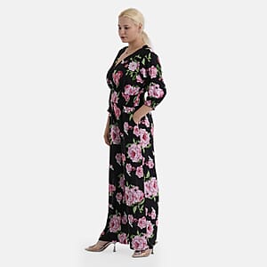 La Marey Pink Smocked Waist Jumpsuit with 3/4 Length Sleeve - One Size Missy