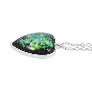 Heart Opal Flakes 18.00 ctw Necklace in Silvertone 16-18 Inches