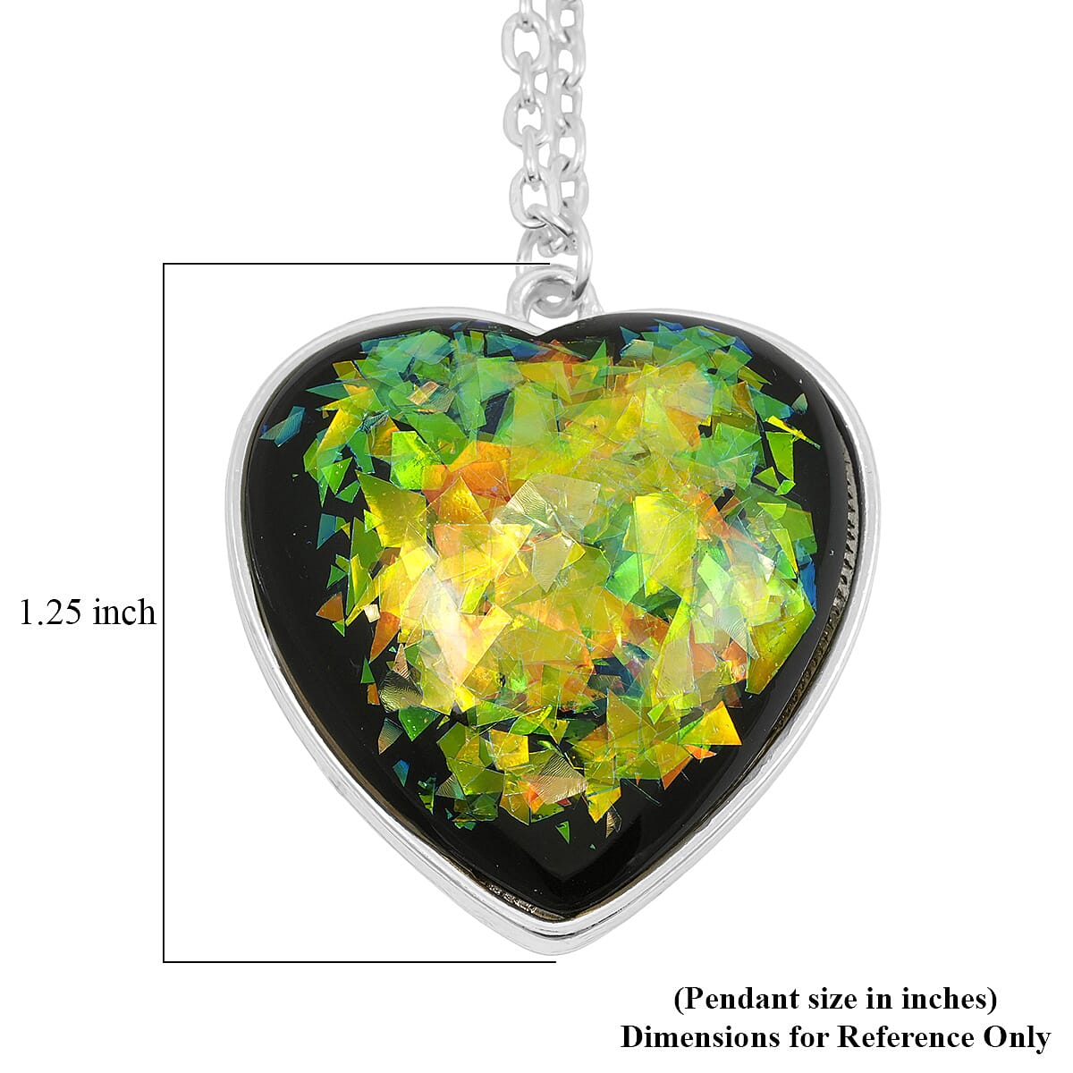 Heart Opal Flakes 18.00 ctw Necklace in Silvertone 16-18 Inches