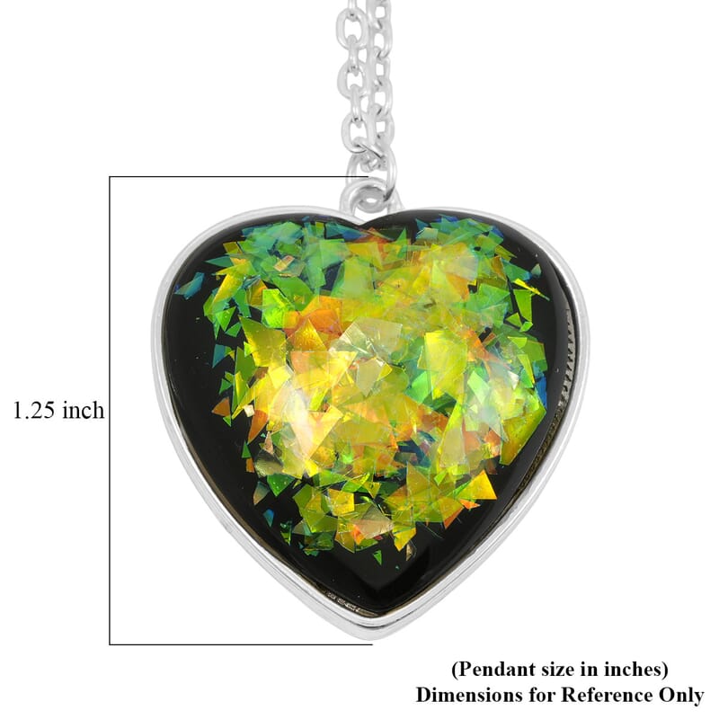 Heart Opal Flakes 18.00 ctw Necklace in Silvertone 16-18 Inches