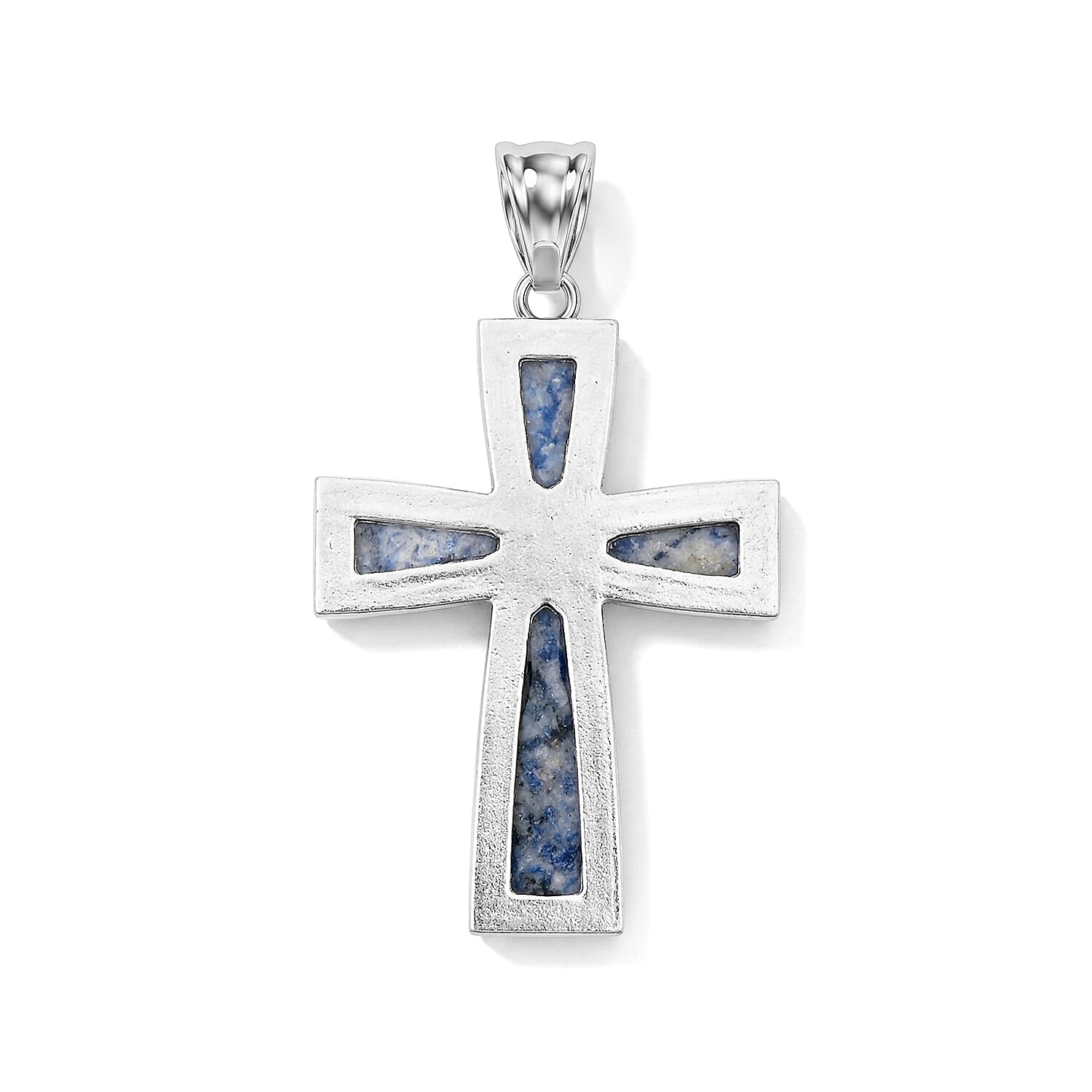 Sodalite 17.00 ctw Cross Pendant without Chain in Silvertone
