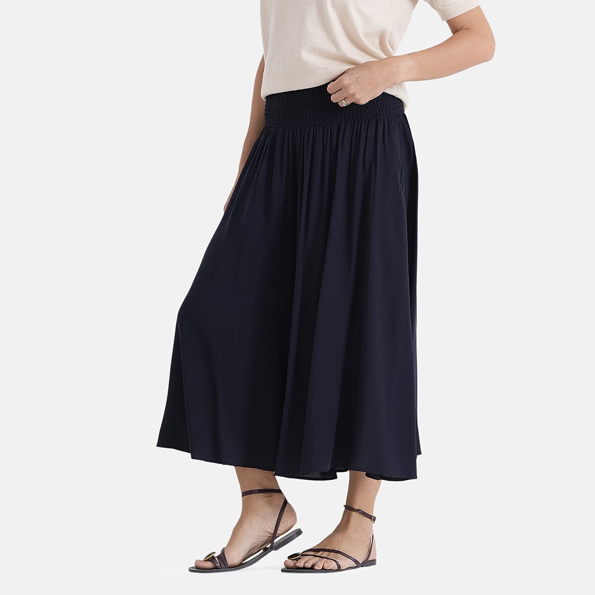 La Marey Black Wide Leg Culotte Pants image number 4