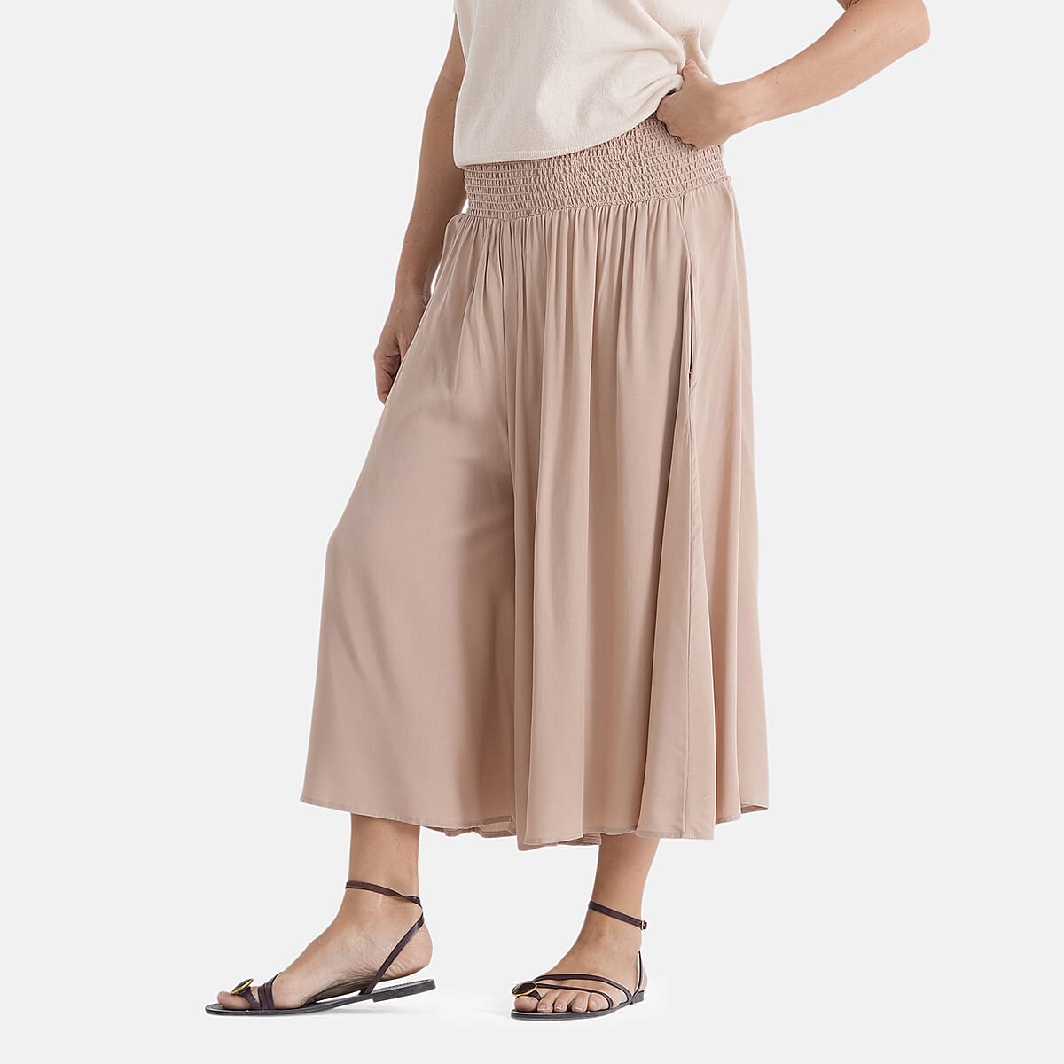La Marey Brown Wide Leg Culotte Pants image number 4