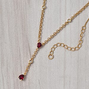 Premium Anthill Garnet and Luxuriant Lab Grown Diamond G-H, SI 1.50 ctw Flowing Vine Necklace in 18K Vermeil Yellow Gold Over Sterling Silver 18-20 Inches 