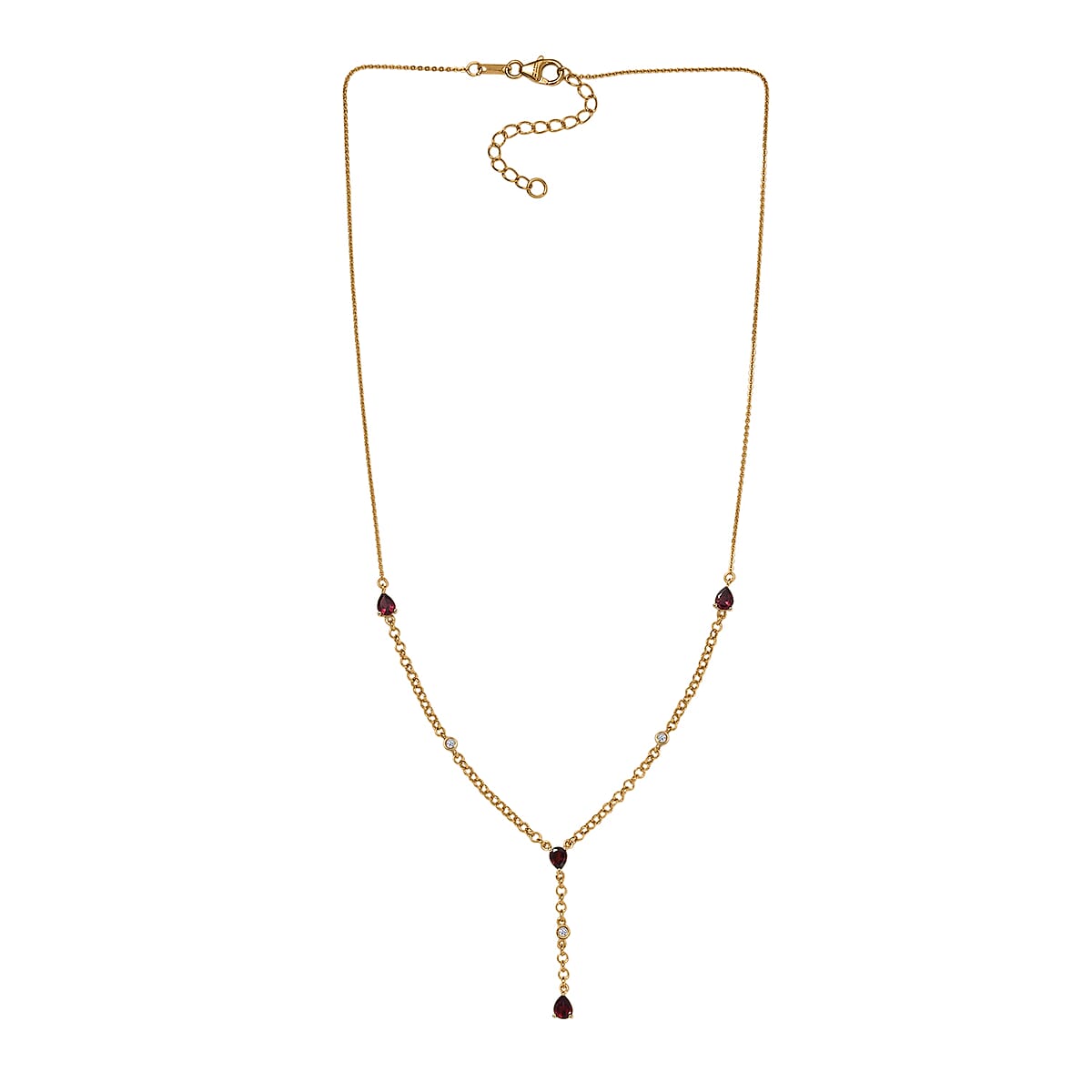 Premium Anthill Garnet and Luxuriant Lab Grown Diamond G-H, SI 1.50 ctw Flowing Vine Necklace in 18K Vermeil Yellow Gold Over Sterling Silver 18-20 Inches  image number 3
