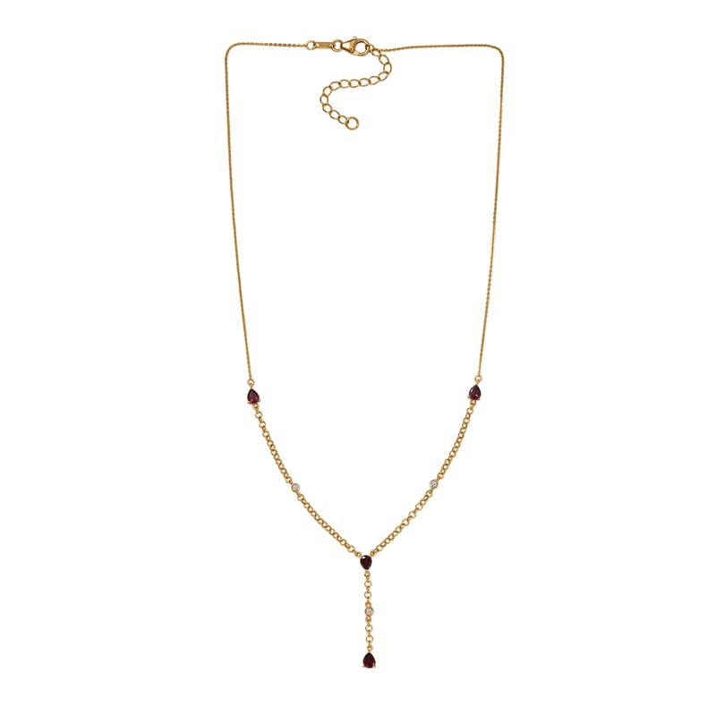 Premium Anthill Garnet and Luxuriant Lab Grown Diamond G-H, SI 1.50 ctw Flowing Vine Necklace in 18K Vermeil Yellow Gold Over Sterling Silver 18-20 Inches