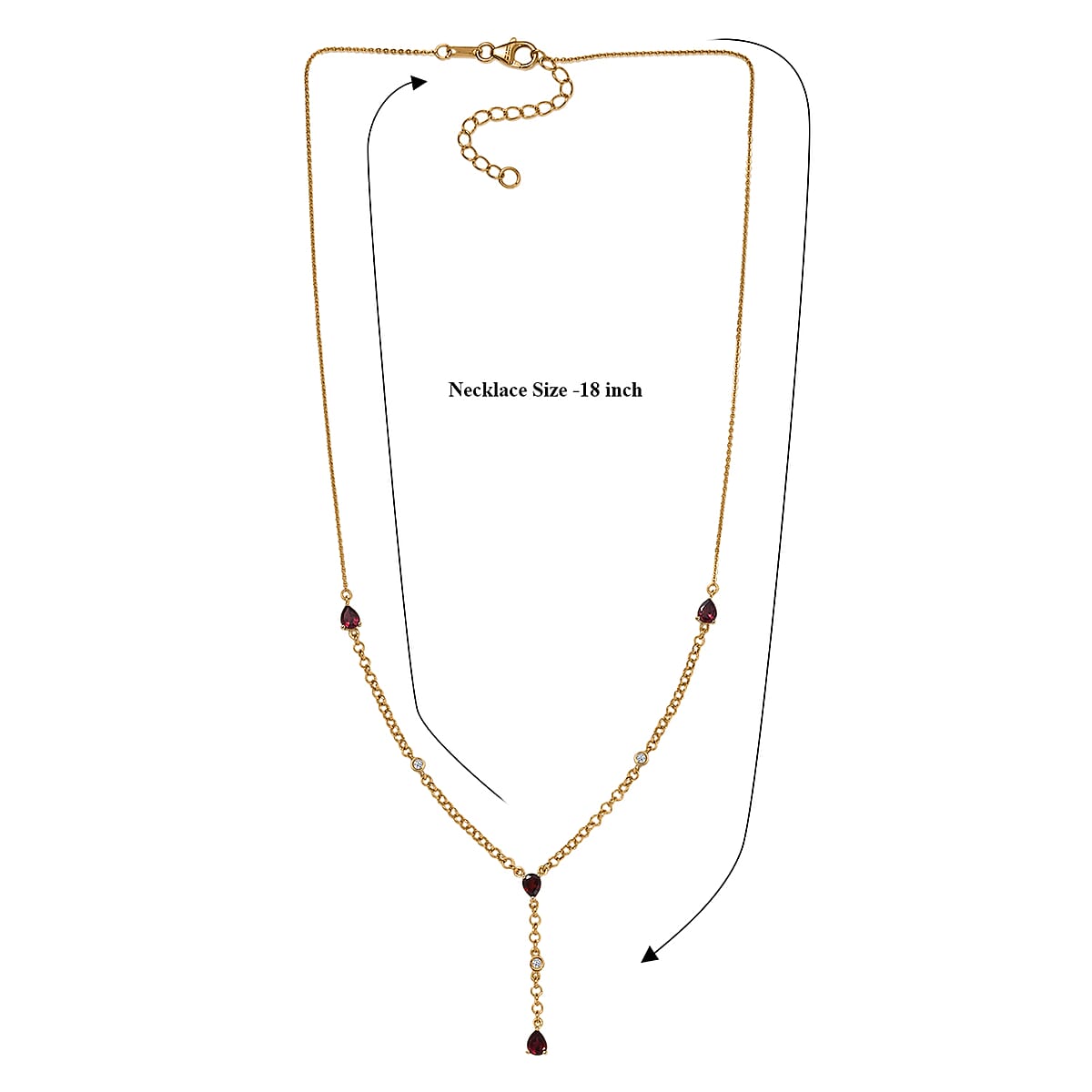 Premium Anthill Garnet and Luxuriant Lab Grown Diamond G-H, SI 1.50 ctw Flowing Vine Necklace in 18K Vermeil Yellow Gold Over Sterling Silver 18-20 Inches  image number 5