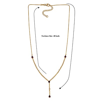 Premium Anthill Garnet and Luxuriant Lab Grown Diamond G-H, SI 1.50 ctw Flowing Vine Necklace in 18K Vermeil Yellow Gold Over Sterling Silver 18-20 Inches