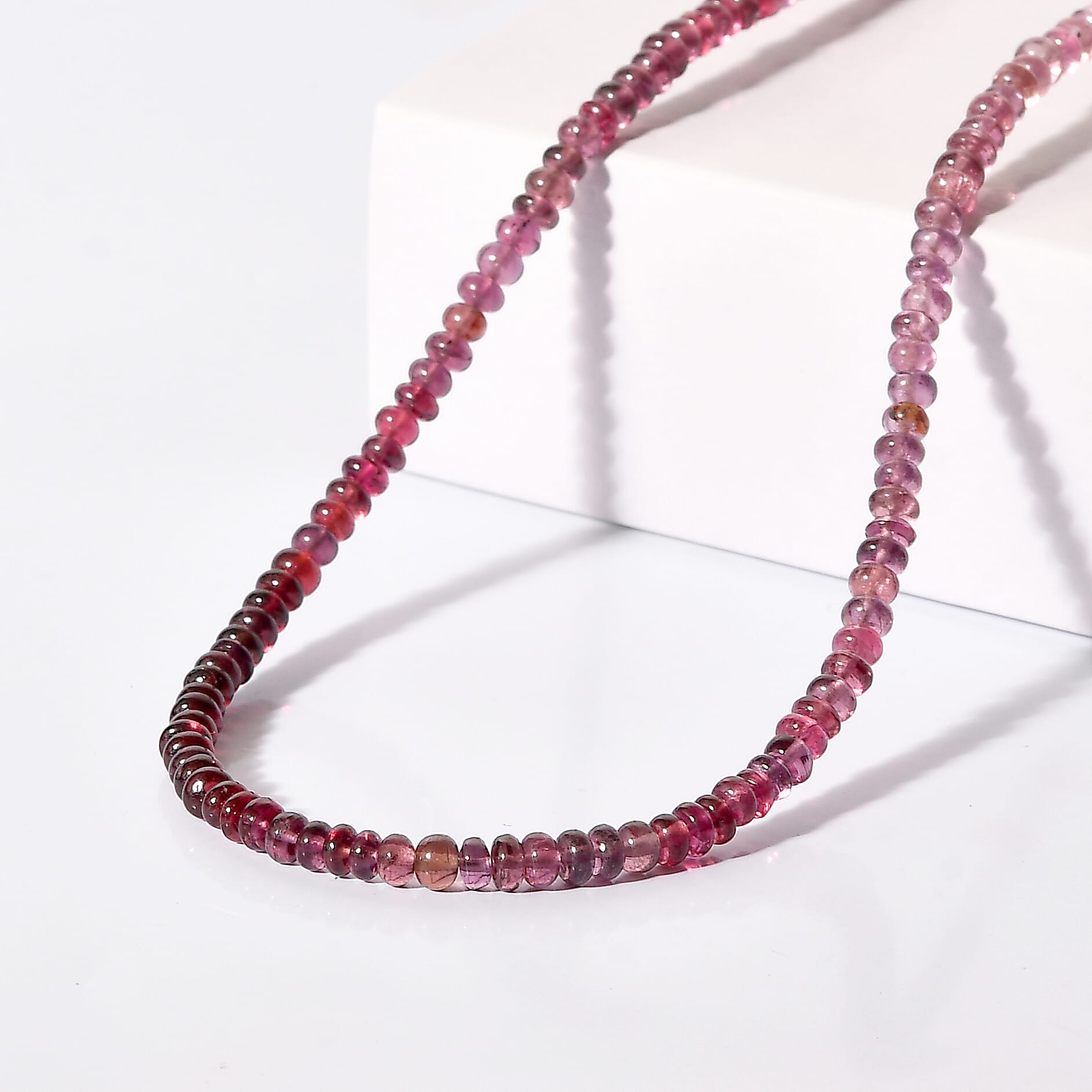 Certified & Appraised Luxoro Premium Ombre Tanzanian Wine Spinel 42.75 ctw Beaded Necklace in 10K Yellow Gold 18 Inches