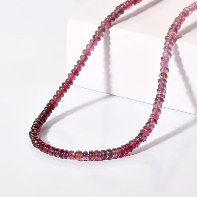 Certified & Appraised Luxoro Premium Ombre Tanzanian Wine Spinel 42.75 ctw Beaded Necklace in 10K Yellow Gold 18 Inches