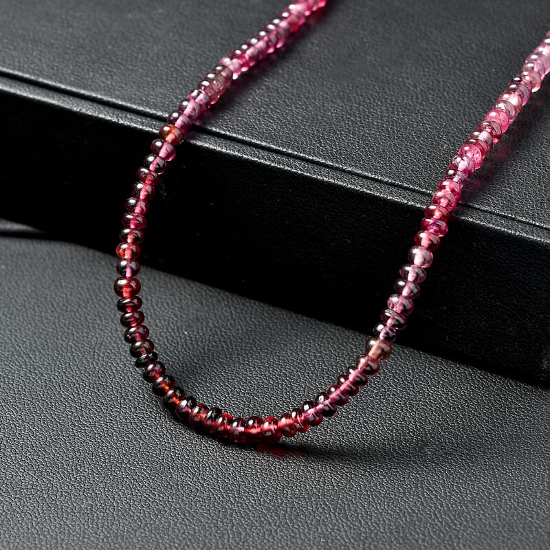Certified & Appraised Luxoro Premium Ombre Tanzanian Wine Spinel 42.75 ctw Beaded Necklace in 10K Yellow Gold 18 Inches