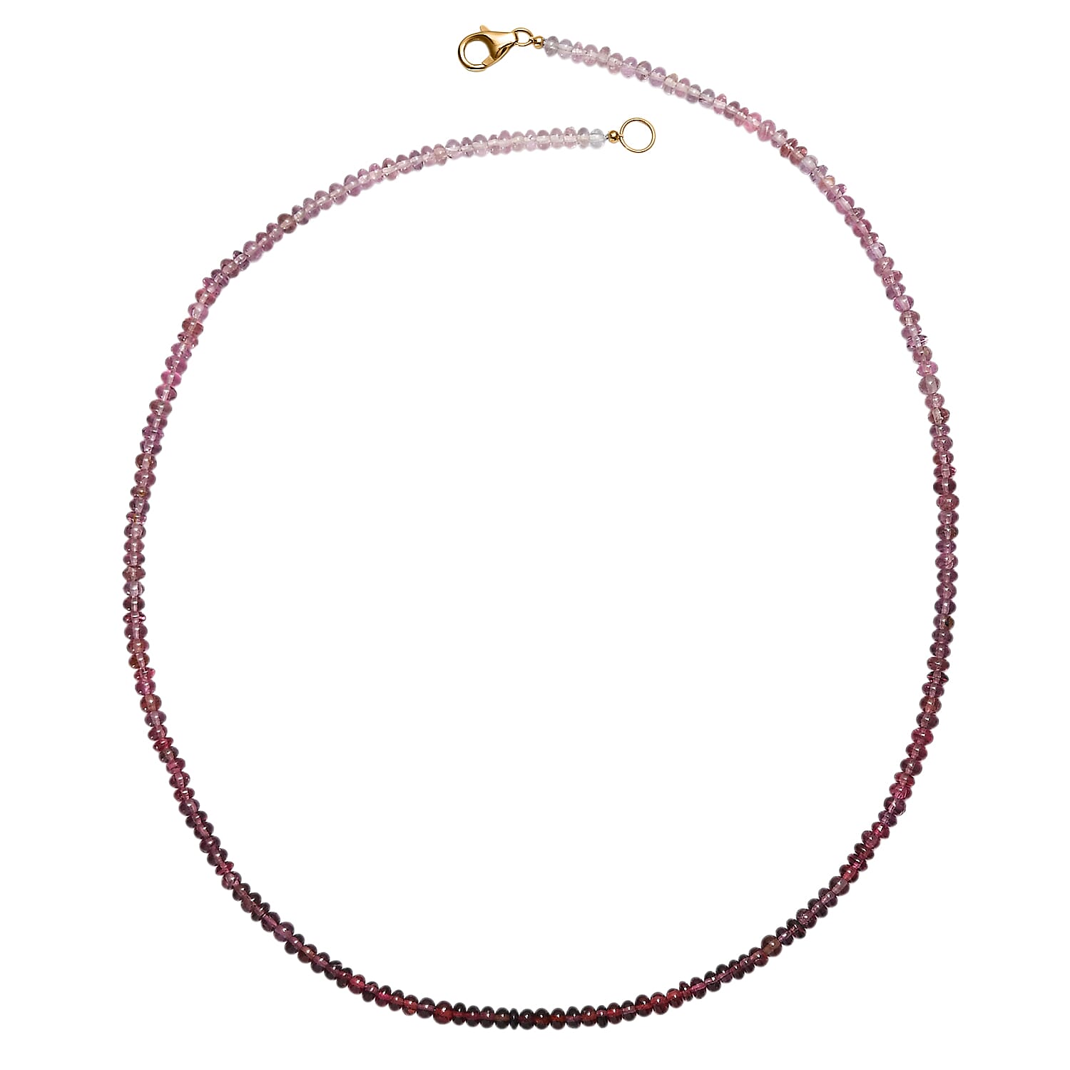 Certified & Appraised Luxoro Premium Ombre Tanzanian Wine Spinel 42.75 ctw Beaded Necklace in 10K Yellow Gold 18 Inches