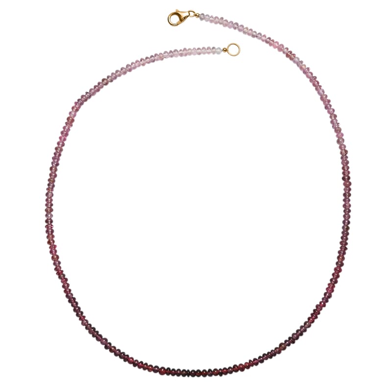 Certified & Appraised Luxoro Premium Ombre Tanzanian Wine Spinel 42.75 ctw Beaded Necklace in 10K Yellow Gold 18 Inches