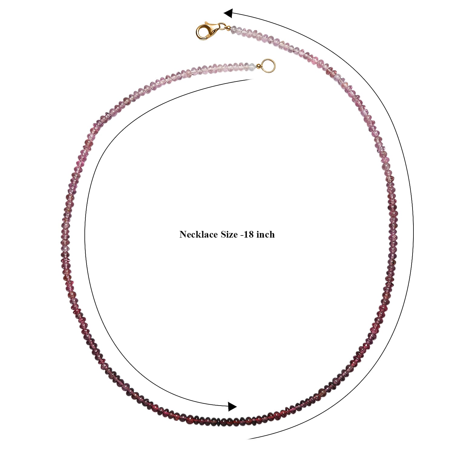 Certified & Appraised Luxoro Premium Ombre Tanzanian Wine Spinel 42.75 ctw Beaded Necklace in 10K Yellow Gold 18 Inches