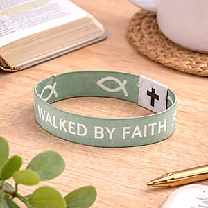 NFC Scan (Daily Bible Verse) Polyester Stretch Bracelet - Green (7-8In)