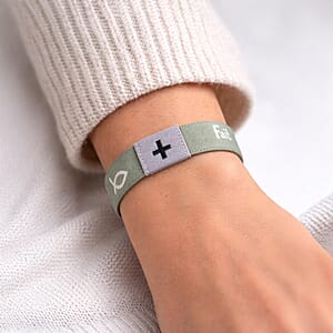 NFC Scan (Daily Bible Verse) Polyester Stretch Bracelet - Green (7-8In)