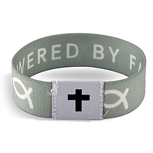 NFC Scan (Daily Bible Verse) Polyester Stretch Bracelet - Green (7-8In)