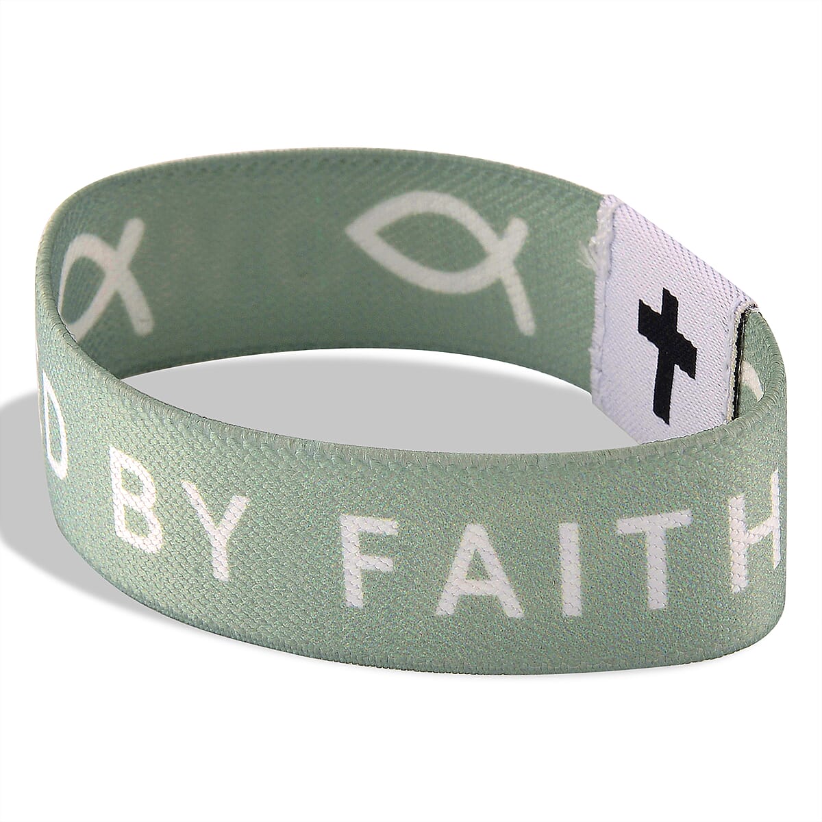 NFC Scan (Daily Bible Verse) Polyester Stretch Bracelet - Green (7-8In) image number 5