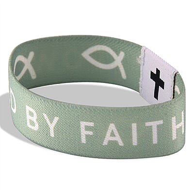 NFC Scan (Daily Bible Verse) Polyester Stretch Bracelet - Green (7-8In)