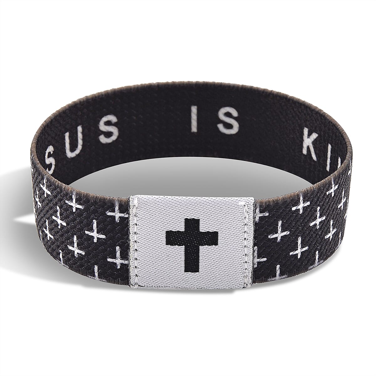 NFC Scan (Daily Bible Verse) Polyester Stretch Bracelet - Black (7-8In) image number 3
