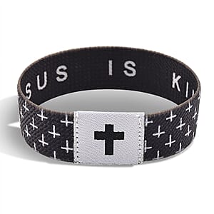 NFC Scan (Daily Bible Verse) Polyester Stretch Bracelet - Black (7-8In)