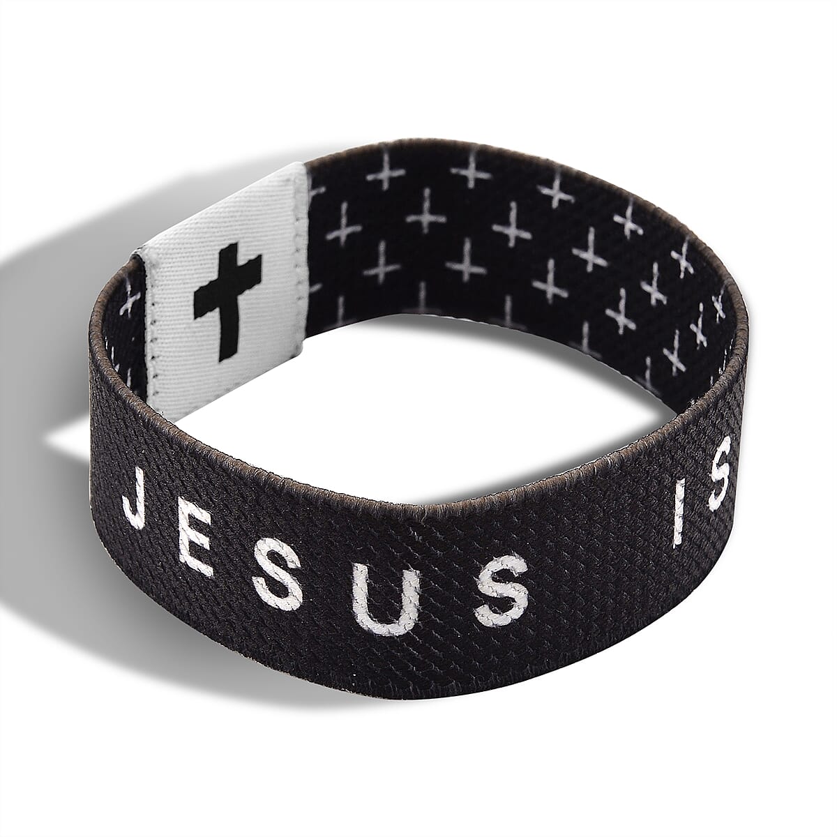NFC Scan (Daily Bible Verse) Polyester Stretch Bracelet - Black (7-8In) image number 4