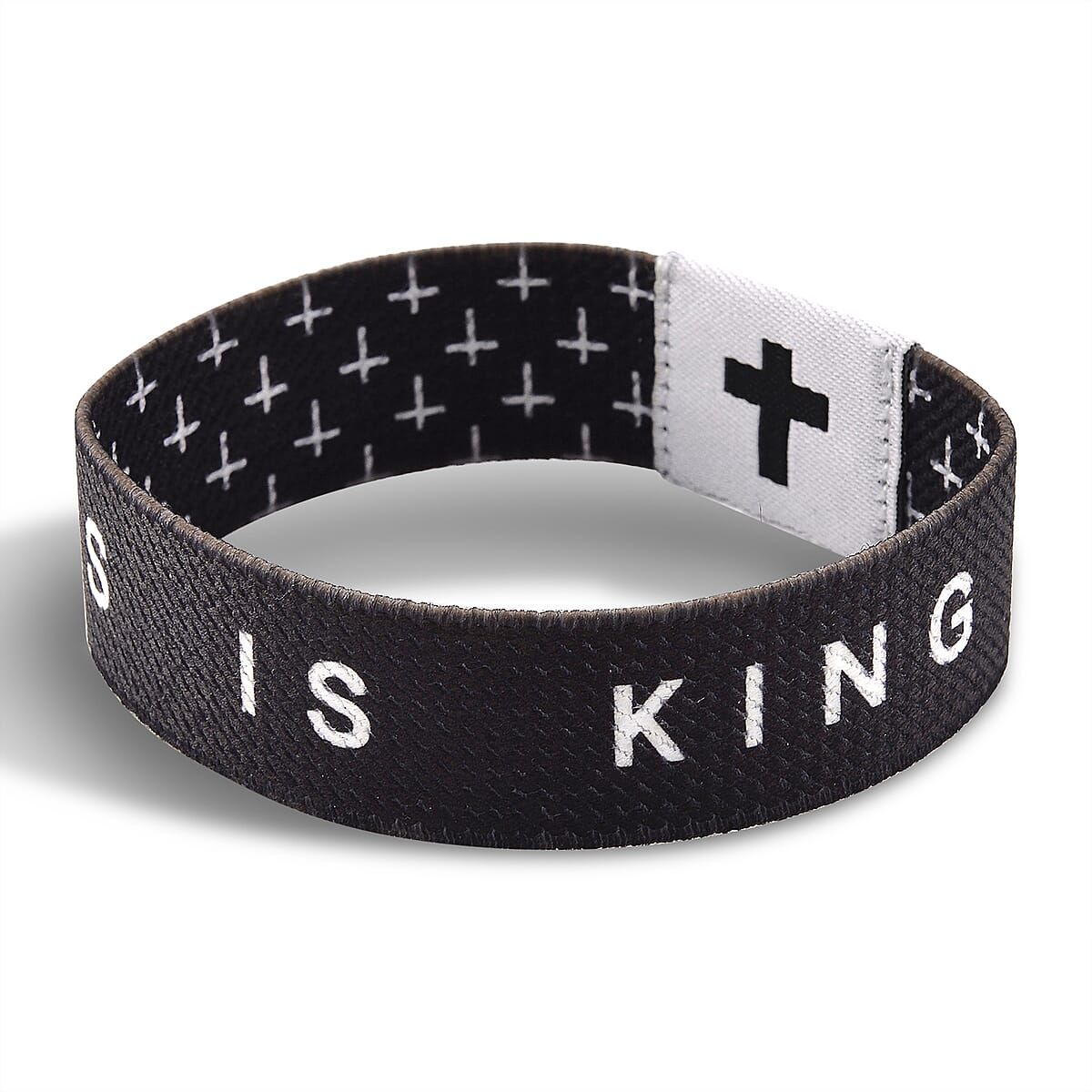 NFC Scan (Daily Bible Verse) Polyester Stretch Bracelet - Black (7-8In) image number 5