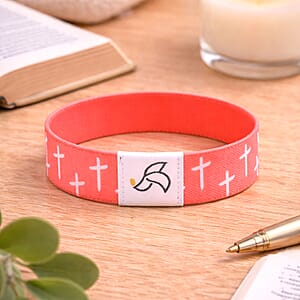 NFC Scan (Daily Bible Verse) Polyester Stretch Bracelet - Pink (7-8In)