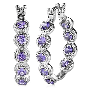 EverTrue Simulated Purple Diamond Earrings in Stainless Steel