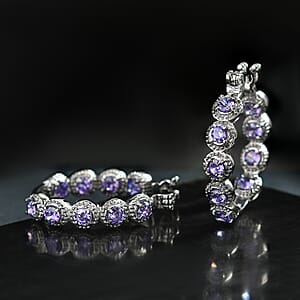 EverTrue Simulated Purple Diamond Earrings in Stainless Steel