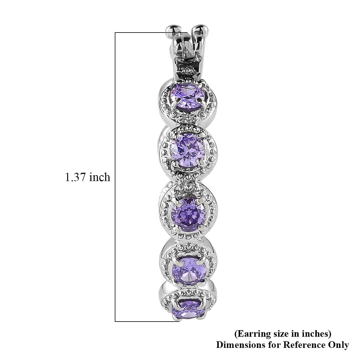 EverTrue Simulated Purple Diamond Earrings in Stainless Steel image number 5