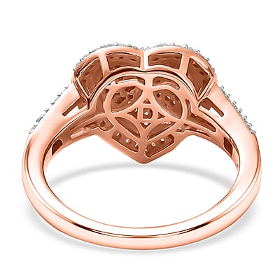 D'Joy Natural Pink and White Diamond I3 0.60 ctw Timeless Love Ring in 18K Vermeil Rose Gold Over Sterling Silver (Size 10.0)