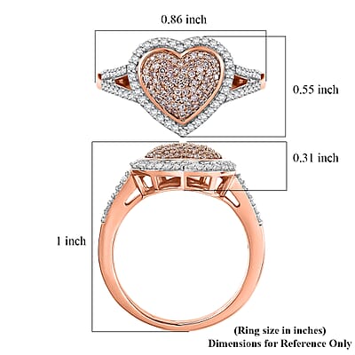 D'Joy Natural Pink and White Diamond I3 0.60 ctw Timeless Love Ring in 18K Vermeil Rose Gold Over Sterling Silver (Size 10.0)
