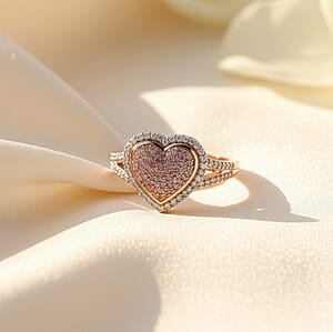 D'Joy Natural Pink and White Diamond I3 0.60 ctw Timeless Love Ring in 18K Vermeil Rose Gold Over Sterling Silver (Size 8.0)