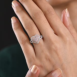 D'Joy Natural Pink and White Diamond I3 0.60 ctw Timeless Love Ring in 18K Vermeil Rose Gold Over Sterling Silver (Size 8.0)