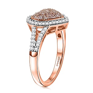 D'Joy Natural Pink and White Diamond I3 0.60 ctw Timeless Love Ring in 18K Vermeil Rose Gold Over Sterling Silver (Size 8.0)
