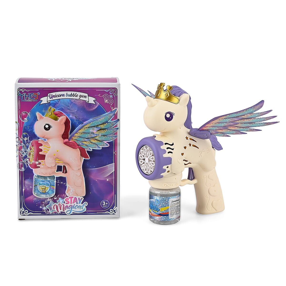 White Big Flying Horse Bubble Blaster (Includes 90ml Bubble Fluid) image number 6