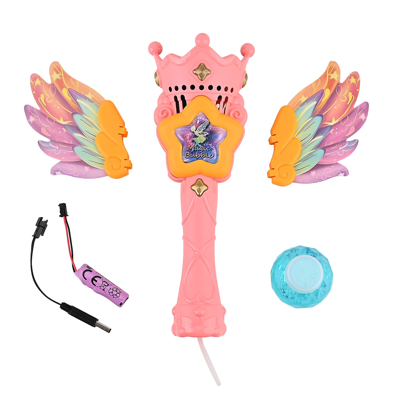 Pink Magic Bubble Wand Toy (Includes 80ml Bubble Fluid)