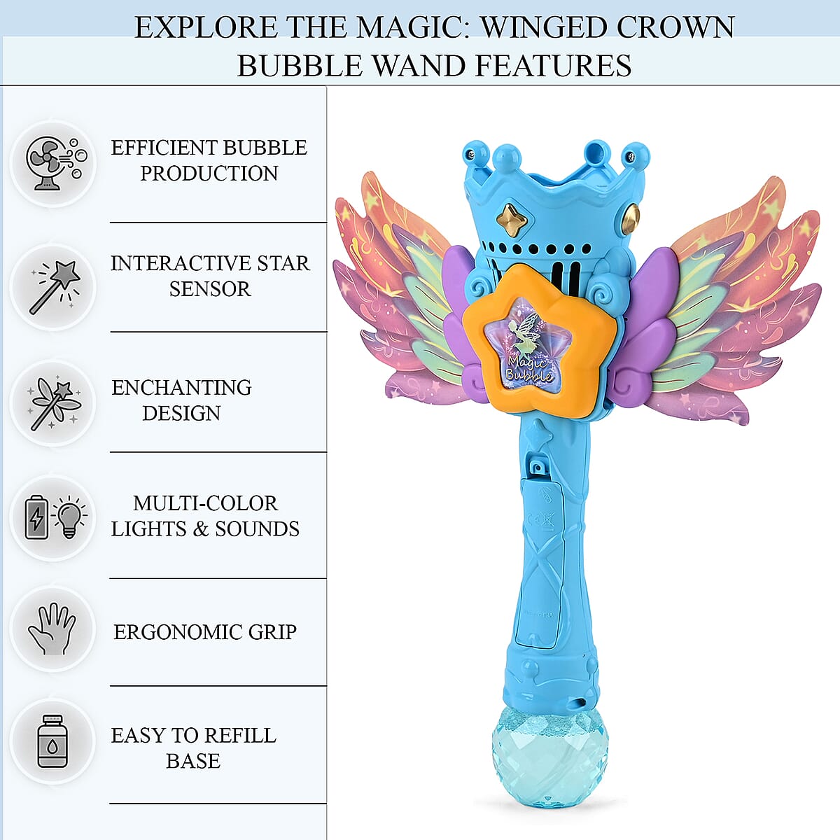 Blue Magic Bubble Wand Toy (Includes 80ml Bubble Fluid) image number 2