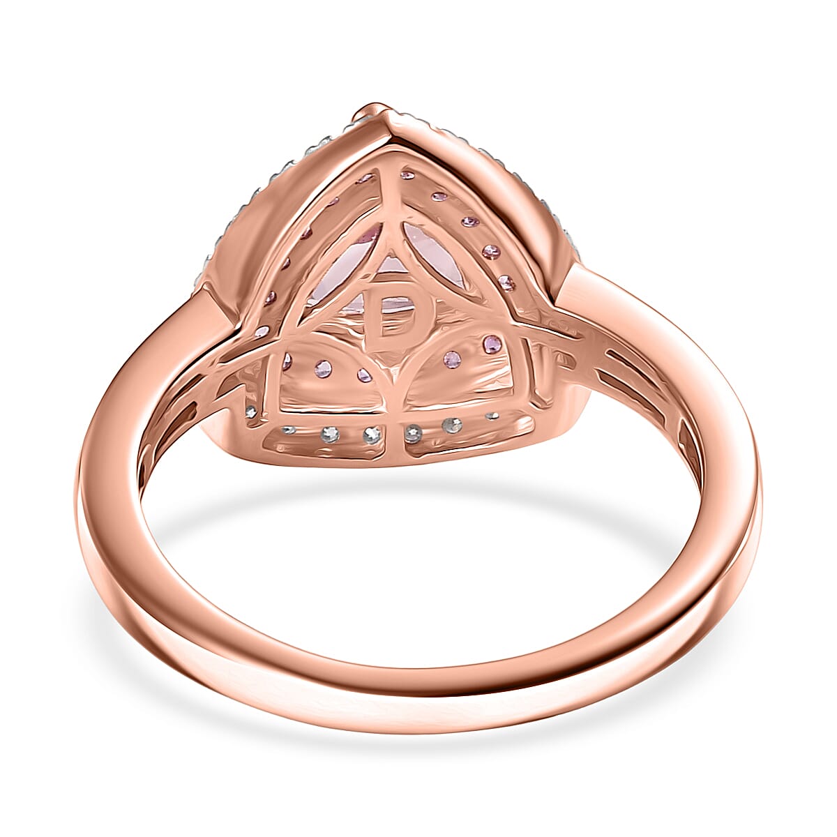 D'Joy Premium Pink Morganite and Multi Gemstone 1.65 ctw Neo Gothic Architecture Ring in 18K Vermeil Rose Gold Over Sterling Silver (Size 10.0) (Del. In 8-10 Days) image number 4