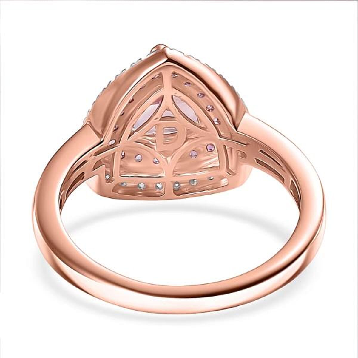 D'Joy Premium Pink Morganite and Multi Gemstone 1.65 ctw Neo Gothic Architecture Ring in 18K Vermeil Rose Gold Over Sterling Silver (Size 10.0) image number 6