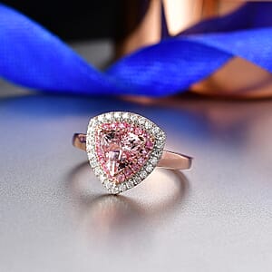 D'Joy Premium Pink Morganite and Multi Gemstone 1.65 ctw Neo Gothic Architecture Ring in 18K Vermeil Rose Gold Over Sterling Silver (Size 6.0) (Del. In 8-10 Days)
