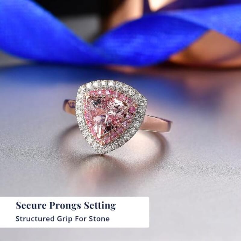 D'Joy Premium Pink Morganite and Multi Gemstone 1.65 ctw Neo Gothic Architecture Ring in 18K Vermeil Rose Gold Over Sterling Silver (Size 6.0)
