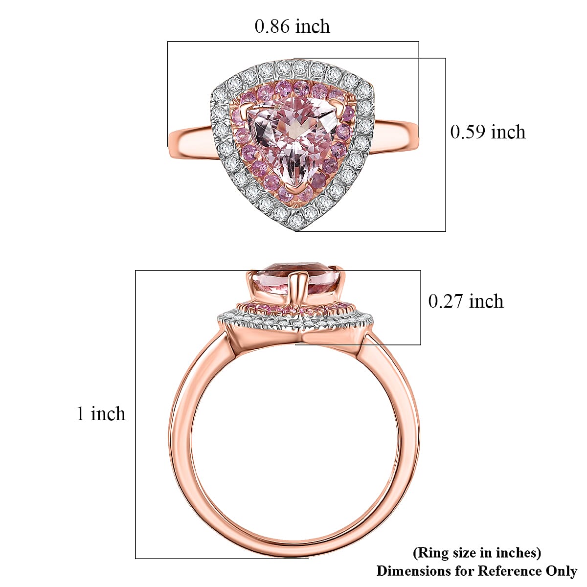 D'Joy Premium Pink Morganite and Multi Gemstone 1.65 ctw Neo Gothic Architecture Ring in 18K Vermeil Rose Gold Over Sterling Silver (Size 6.0) (Del. In 8-10 Days) image number 5