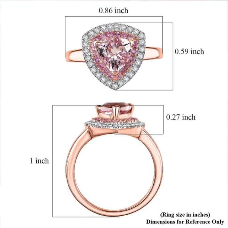 D'Joy Premium Pink Morganite and Multi Gemstone 1.65 ctw Neo Gothic Architecture Ring in 18K Vermeil Rose Gold Over Sterling Silver (Size 6.0)