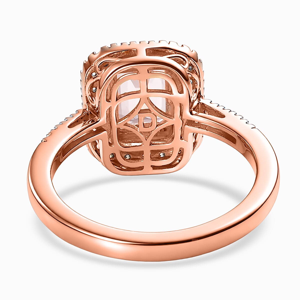 D'Joy Premium Pink Morganite, Moissanite Ring in 18K Vermeil RG Over Sterling Silver (Size 10.0) 2.00 ctw image number 4