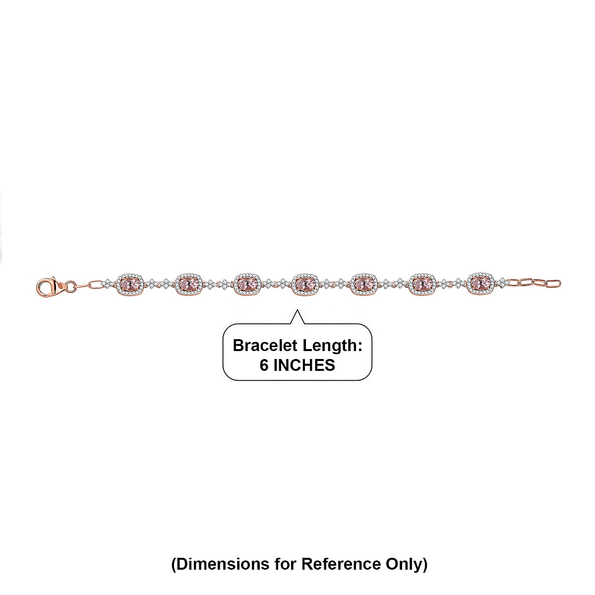 D'Joy Premium Pink Morganite and Moissanite 4.50 ctw Promise Petal Bracelet in 18K Vermeil Rose Gold Over Sterling Silver (6.50 In) image number 4