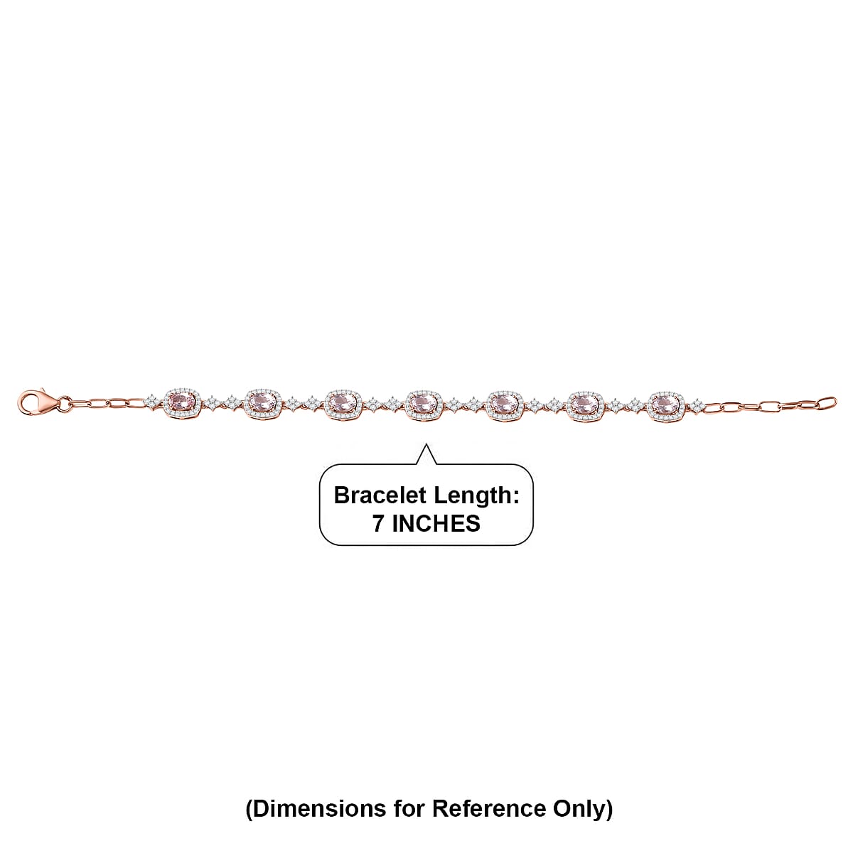 D'Joy Premium Pink Morganite and Moissanite 4.50 ctw Promise Petal Bracelet in 18K Vermeil Rose Gold Over Sterling Silver (7.25 In) image number 4