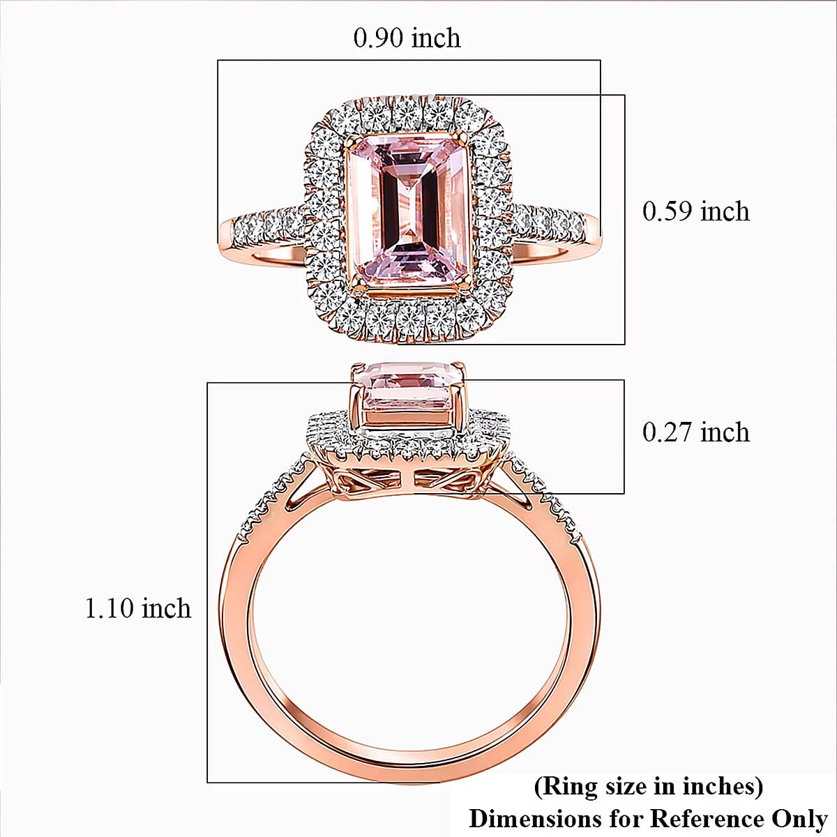 D'Joy Premium Pink Morganite and Moissanite 2.00 ctw Blush Halo Ring in 18K Vermeil Rose Gold Over Sterling Silver (Size 7.0) image number 5